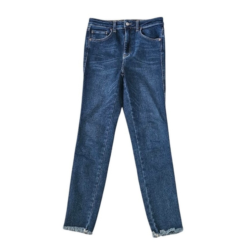 Free People We The Free Skinny Jeans Women 28 Dark Wash Raw Hem High Rise Blue